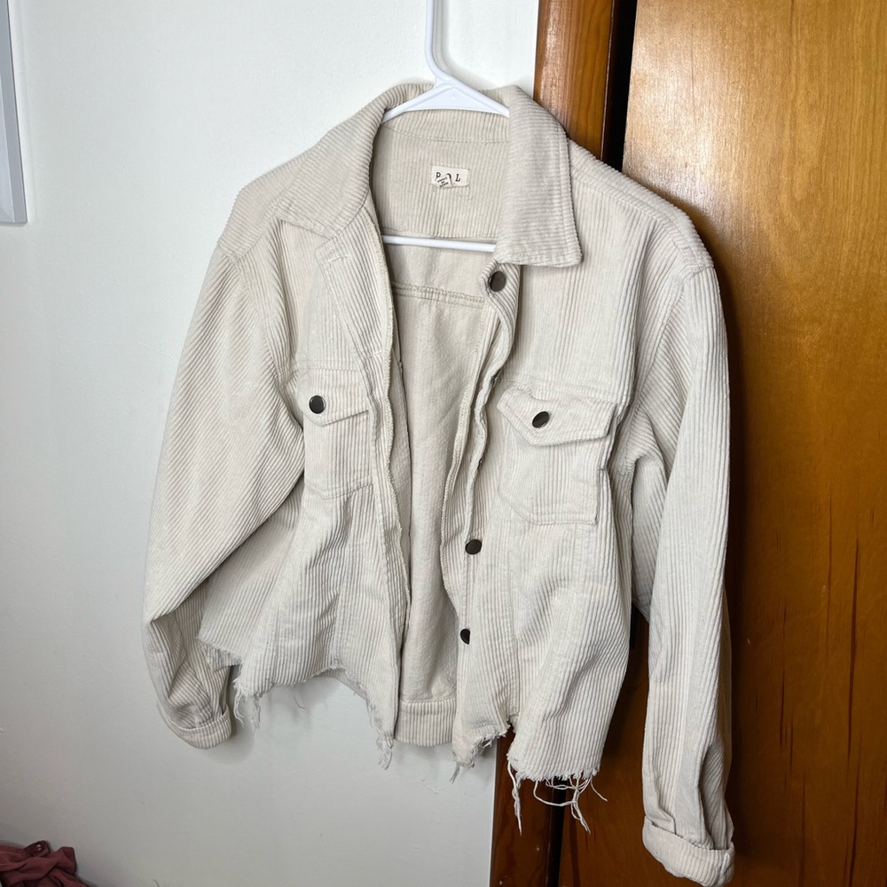 POL size S cream Corduroy distressed Button-Up Jacket